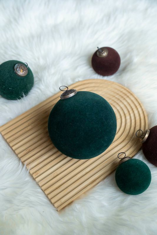 Julkula 10cm glas/velour – Grön