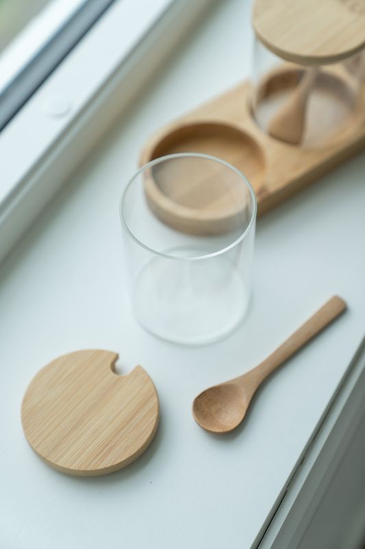 Glasburkar med sked – set med 3 burkar