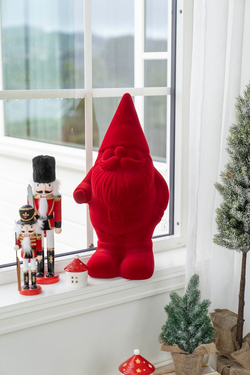Velour Tomte 56cm Röd