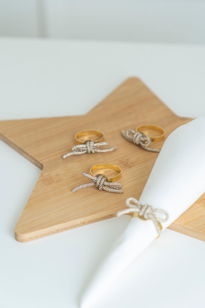 Servettring 4pk - Rosett Guld