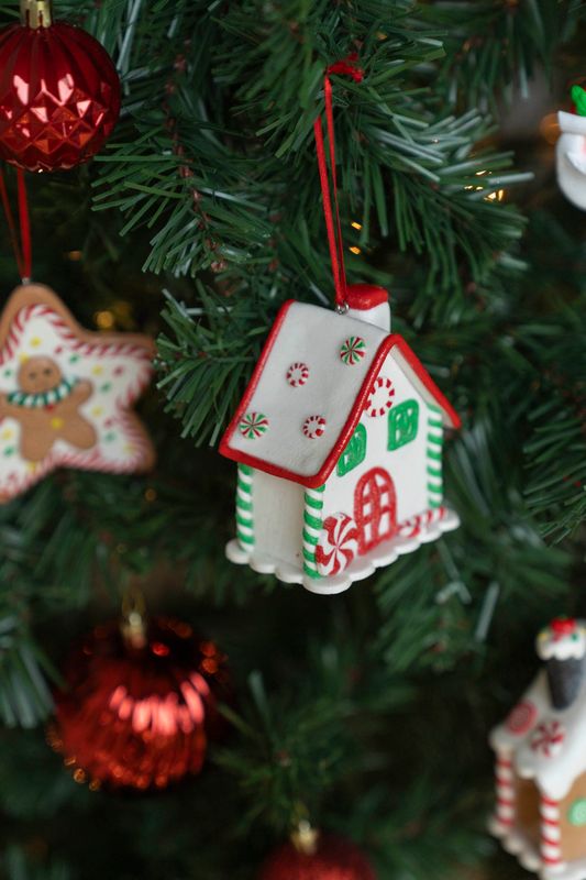 Julgranspynt - Pepparkakshus Vit Polkagris