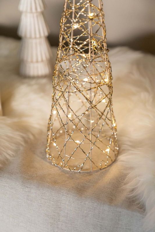 LED julgran - metalltråd - 12x40cm - guld