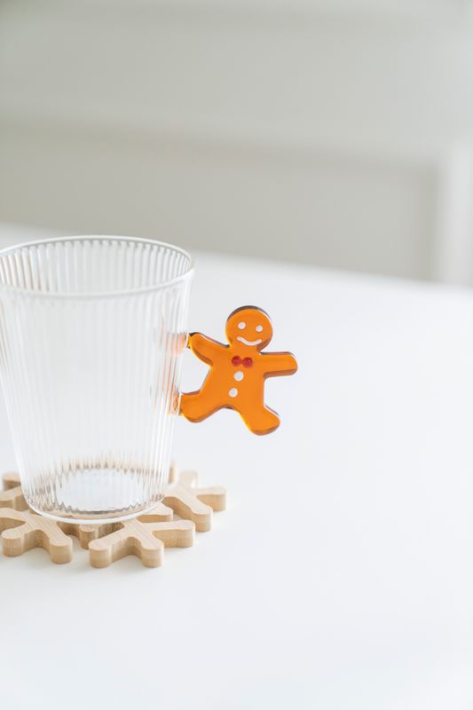 Tekopp - Glas Räfflor Pepparkaka