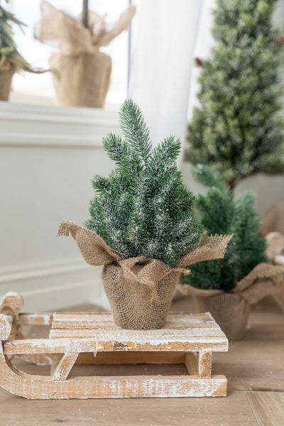 Huvudbild Furuträd i Jutekruka 30cm - Snö