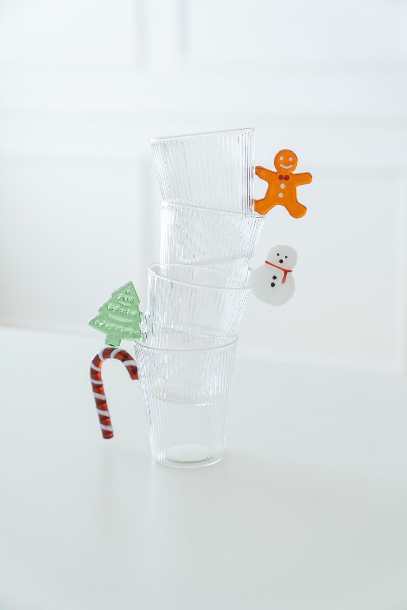 Tekopp - Glas Räfflor Candy Cane