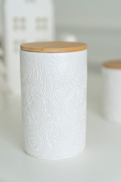 Huvudbild Keramikburk med lock 10x16cm