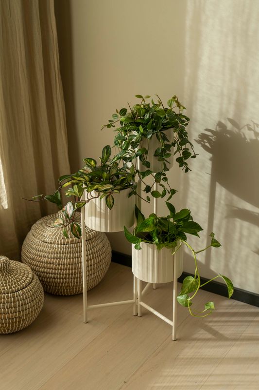 Blomsterstativ med tre nivåer Beige